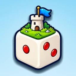 Diceheim app icon: a die with a castle tower on top